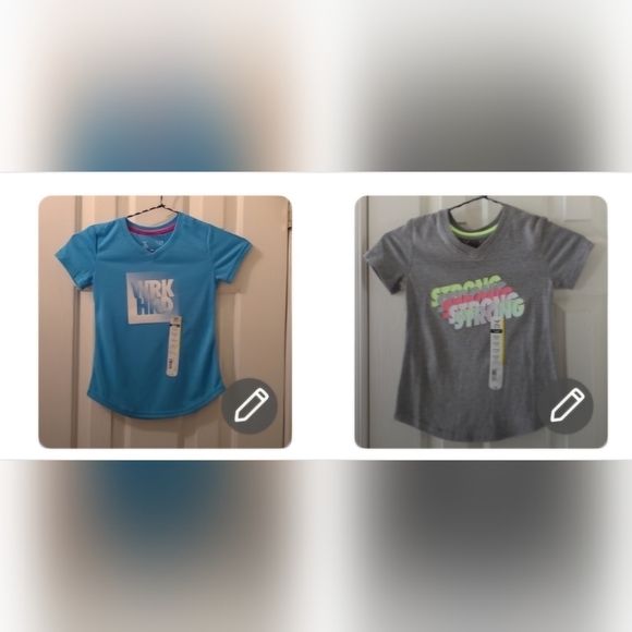 2 XERSION GIRLS SHORT SLEEVE TEE SHIRTS BLUE WORK HARD AND GRAY STRONG SIZE XXS - Picture 12 of 12